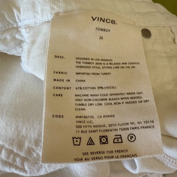 Vince Tomboy Jeans - Size 26 - White - Picture 4 of 5